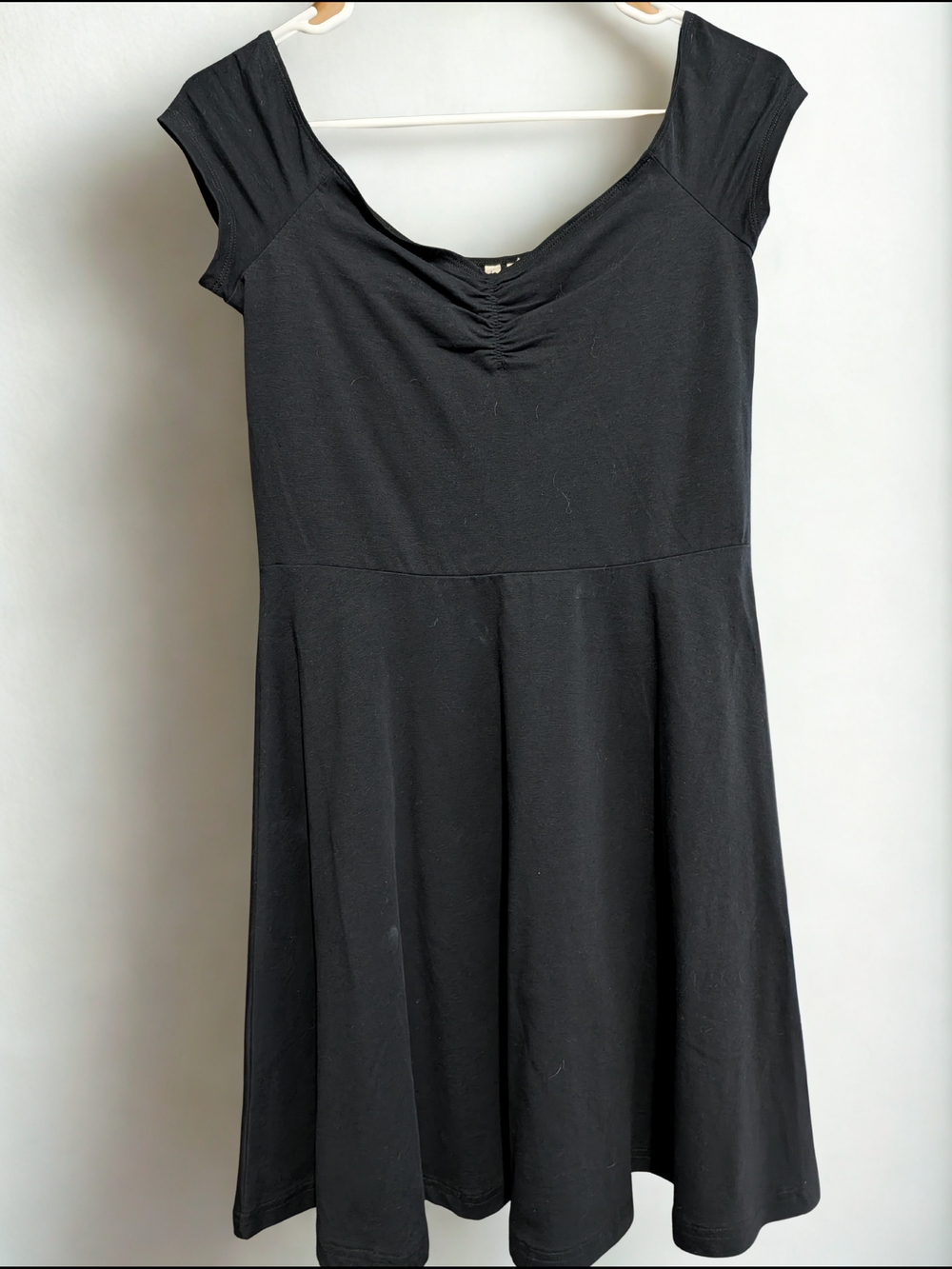 Classic Black Cap-Sleeve Fit & Flare Dress